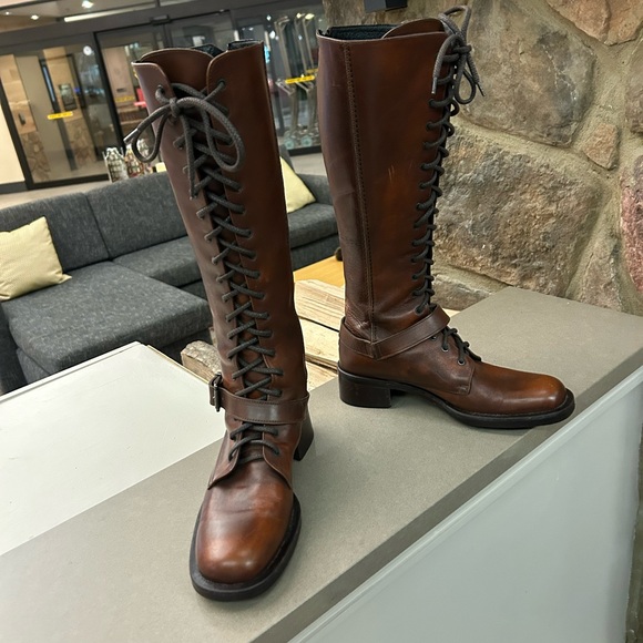 Boots Elegant Chestnut Lace-Up Colin Stuart  Collection 7 1/2 Like New Gorgeous! - Picture 2 of 11